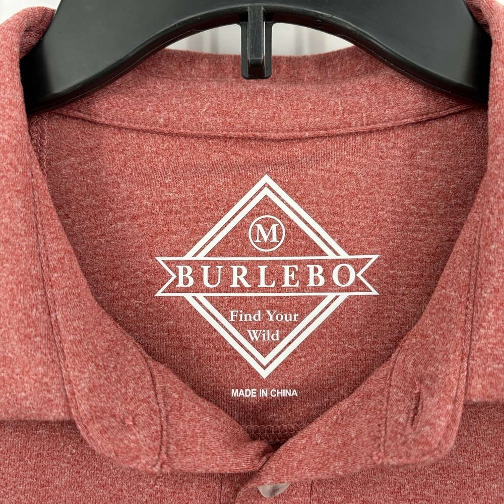 Burlebo Polo Shirt Mens Size M Red Maroon Performance Short Sleeve Embroidered - Picture 3 of 9